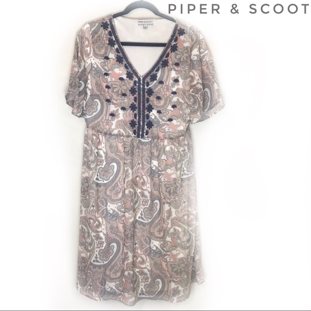 Piper & Scoot Embroidered Paisley Dress